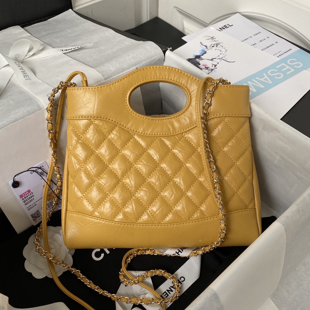 Calfskin Mini 31 Chain Shoulder Bag Handbag AS4133 Yellow